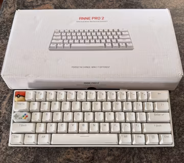 CUSTOM Anne Pro 2 60% Mechanical Keyboard Wired/Wireless Illuminated White