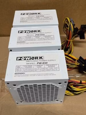 NEW--(Lot of 3) Powork 650w-MAX ATX Power Supply 12cm-Fan 20+4Pin SATA & 6-Pin