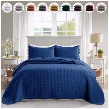 Luxury Cooling Comforter Bedding Set Quilted Coverlet Bedspread Bed Throw King