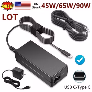 LOT USB C/Type C 45W/65W/90W Adapter Charger For Laptop Dell Acer HP ASUS Lenovo