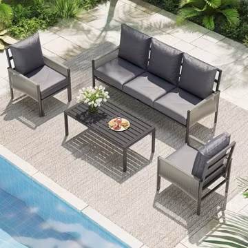 5-Piece Aluminum Patio Furniture Set Outdoor Sectional Sofa with Coffee Table