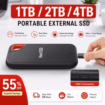 external hard drive 4tb High Speed Capacity Solid State Usb3.2 Laptop Mac And PC
