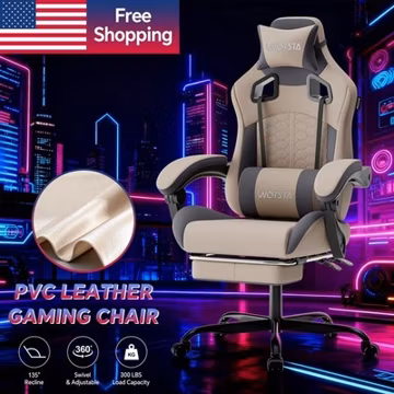 Gaming Chair with Massage,Ergonomic PC Computer Chair with Footrest Comfortable