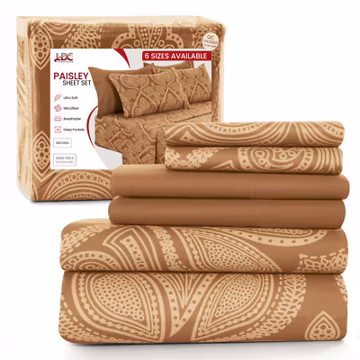 6 Piece Bed Sheets Set Luxury Microfiber Ultra Soft Deep Pocket Bedding Sets