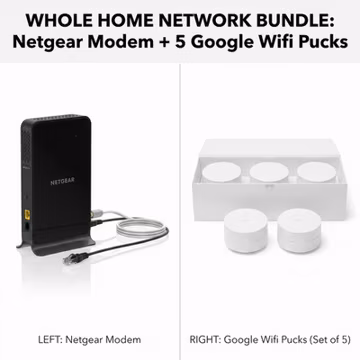 Network Bundle: Google Wifi Routers AC 1304 set of 5 + Netgear Cable Modem
