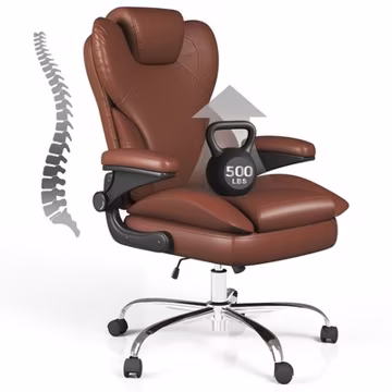 Leather Computer Chair with Ergonomic Back Support,Big and Tall Office Chair