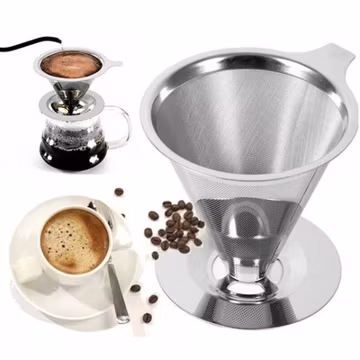 Pour Over Coffee Dripper Slow Drip Paperless Coffee Filter Double Mesh Stainless