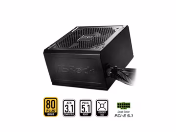 ASRock PRO Series PRO-750G 750 W ATX 3.1 Compatible 80 PLUS GOLD Certified Power