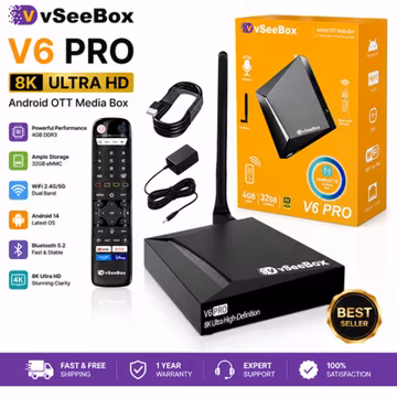 2026 vSeeBox V6 Pro Android TV Box 6K Streaming Media Player WiFi 6 New