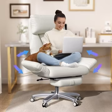 500lbs Big and Tall Office Chair Cross Legged Reclin Wide Seat with Footrest