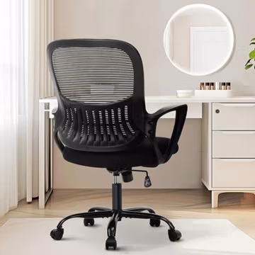 Ergonomic Mid-Back Executive Chair with Lumbar Support and 360° Swivel, Black