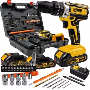 Power Drill Cordless Tool Kit 20V 2 Speed with 2Batteries &Fast Charger for DIY