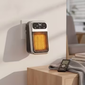 ECO Mode 800W Space Heater with Adjustable Thermostat & Remote Control - Silver