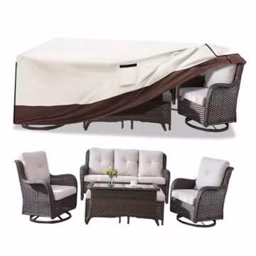 Patio Furniture Cover for 5 Pieces Set-Waterproof 110" L x 84" W x 28" H Beige