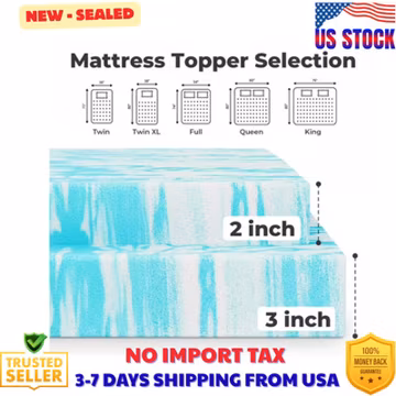 Premium Gel Memory Foam Mattress Topper US Certified Comfort Bed Pad for Cooling