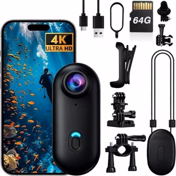 4K Mini Action Camera Waterproof Wearable Helmet Cam for Motorcycyle Cycling