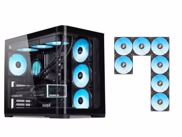 SAMA V60 PC Case, Mid-Tower Computer Case, A Curved Tempered Glass, 7 Pre-Instal
