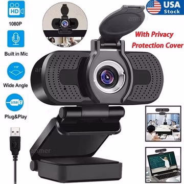 1080P USB 2.0 Webcam for PC Desktop & Laptop Web Camera with Microphone Full HD