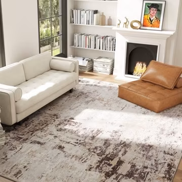 HOMCOM Area Rug 8x10, Machine Washable Rug for Living Room, Mixed-Brown