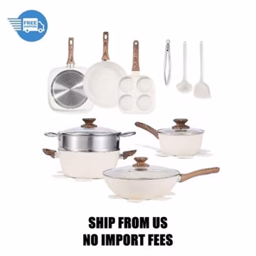 edx 17pcs Non-Stick Cookware Set, Pots and Pans Set with Detachable Handle for K