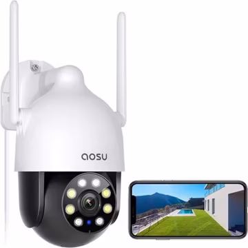AOSU Security Camera Outdoor Home Surveillance Camera 24h Motion Tracking