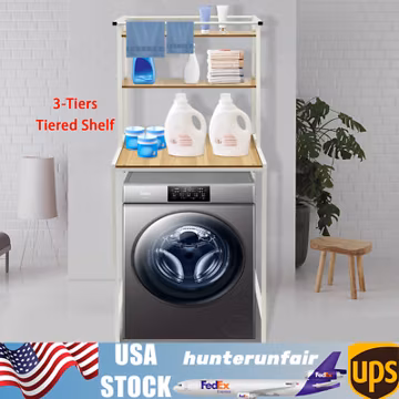 Clothes Drying Rack Stand Over Washer & Dryer Adjustable Storage Shelf Bathroom