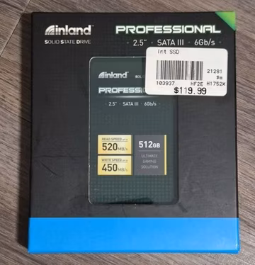 Inland Professional SSD 512GB 2.5" SATA III 6Gb/s NEW Factory Sealed FREE SHIP