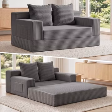 Boneless Loveseat Small Couch Bed, Futon Sleeper Sofa Bed,Convertible Pull Ou...