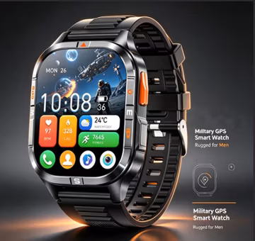 Military Smart Watch Bluetooth Call GPS Compass for Men Waterproof Flashlight