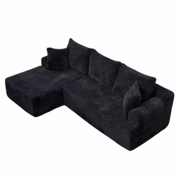 96"Frameless Boneless Soft Sofa,Cloud Sectional Couch With L-Shaped Chaise Black