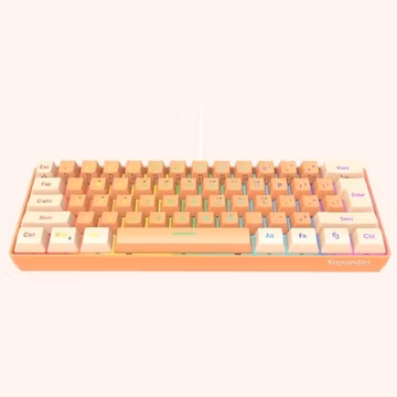 60 Percent Wired RGB Backlit Mini Gaming Keyboard Cream Orange Ultra Compact