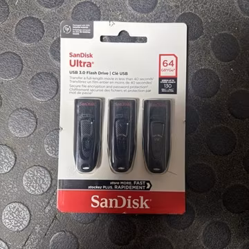 SanDisk Ultra 64GB USB Flash Drive USB 3.0 up to 130MB/s Read - Pack of 3 Triple