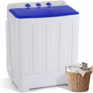 Portable Washing Machine 30LBS Semi-Automatic Washer Compact Twin Tub 11LBS Spin