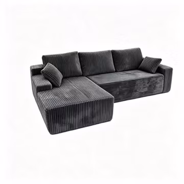 96"Frameless Boneless Soft Sofa,Cloud Sectional Couch With L-Shaped Chaise Gray