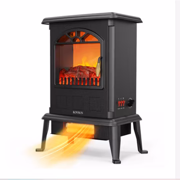 Zokop 1500W Electric Heater Space Heater Fireplace Stove Heater - Black