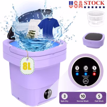 Portable Washing Machine Durable 8L Mini Folding Washer & Spin Dryer for Travel