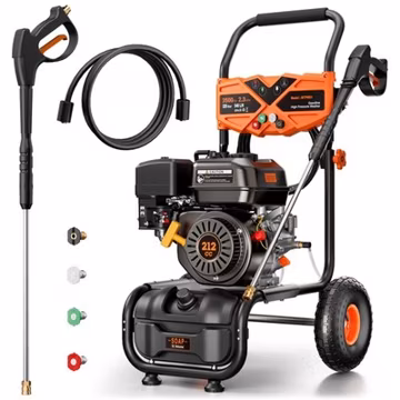 Mutaomay Portable Pressure Washer Gas Powered 3500PSI 2.3GPM 25ft Hose&4 Nozzle
