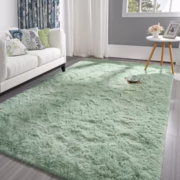 Fluffy Sage Green Area Rug for Bedroom Living Room, 4X6 Feet Soft Plush Fuzzy Ru