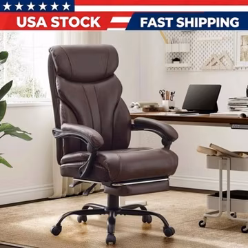 PU Ergonomic Big Tall Heavy Duty Executive Office Chair 500 LBS Capacity Brown
