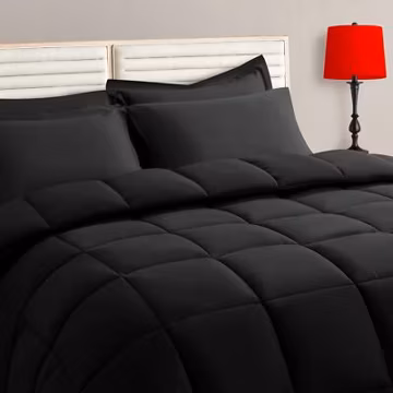Queen Size Comforter Set - 7 Piece, Bedding Set, Black