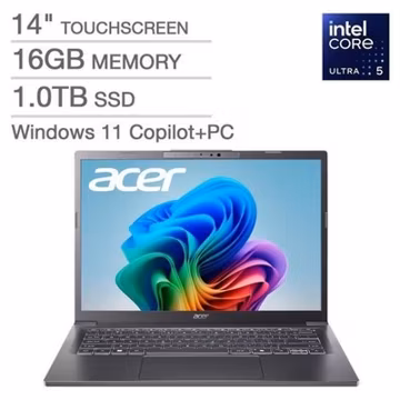 Acer Aspire 14" AI Laptop WUXGA Core Ultra 5 226V 16GB RAM 1TB SSD Refurbished
