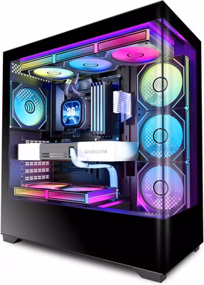 ATX Mid-Tower PC Case, 7X120Mm Infinity Mirror ARGB PWM Fans Pre-Installed,Tempe