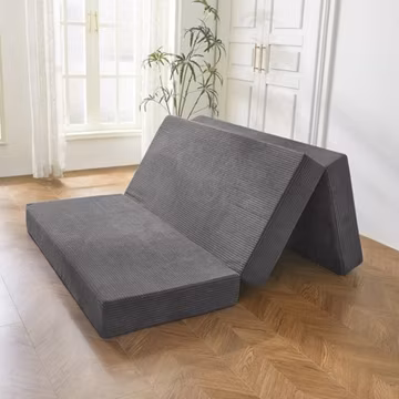 MAXYOYO 6'' Tri-Fold Mattress,Corduroy Sofa Bed Memory Foam with Washable Cover