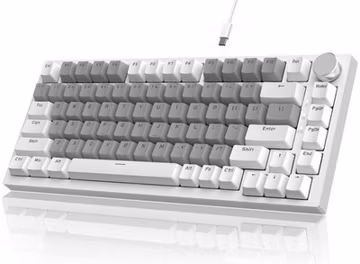 Ajazz AK820 75% Wired Mechanical Gaming Keyboard Volume Knob White LED