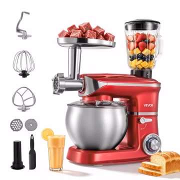 VEVOR 6.3 Qt 3-in-1 Tilt Head Stand Mixer Electric Dough Mixer 400W