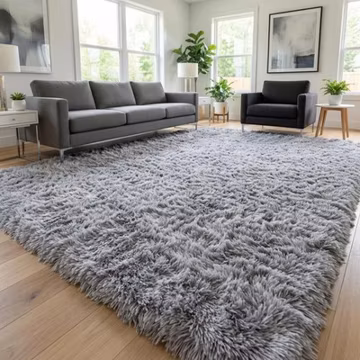 Fluffy Rugs for Living Room: Grey Soft Shag Rug 7' x 10' (Rectangular),