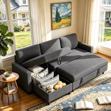 Sleeper Sofa W/ Storage Small Space Convertible Small Pull Out Couch W/ Storage