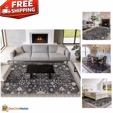 Area Rugs 5X7 Washable Living Room Rug,Vintage Soft Boho Area Rug,Non-Slip/Non-S