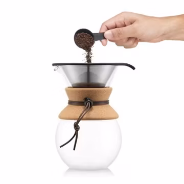 8 Cup 34oz Pour Over Coffee Maker: Permanent Filter, Cool Handle