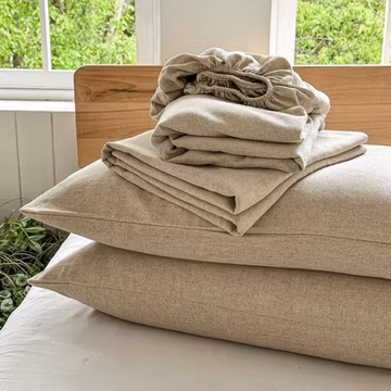100% French Linen Sheets Queen Size, 4 Piece Pure Linen Bed Sheet Set, Breathabl